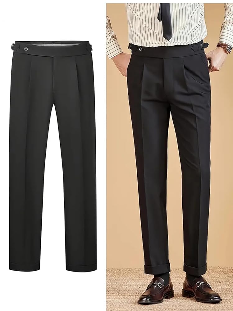 Mens Suit Pants Classic Gurkha Pants Formal Business Casual